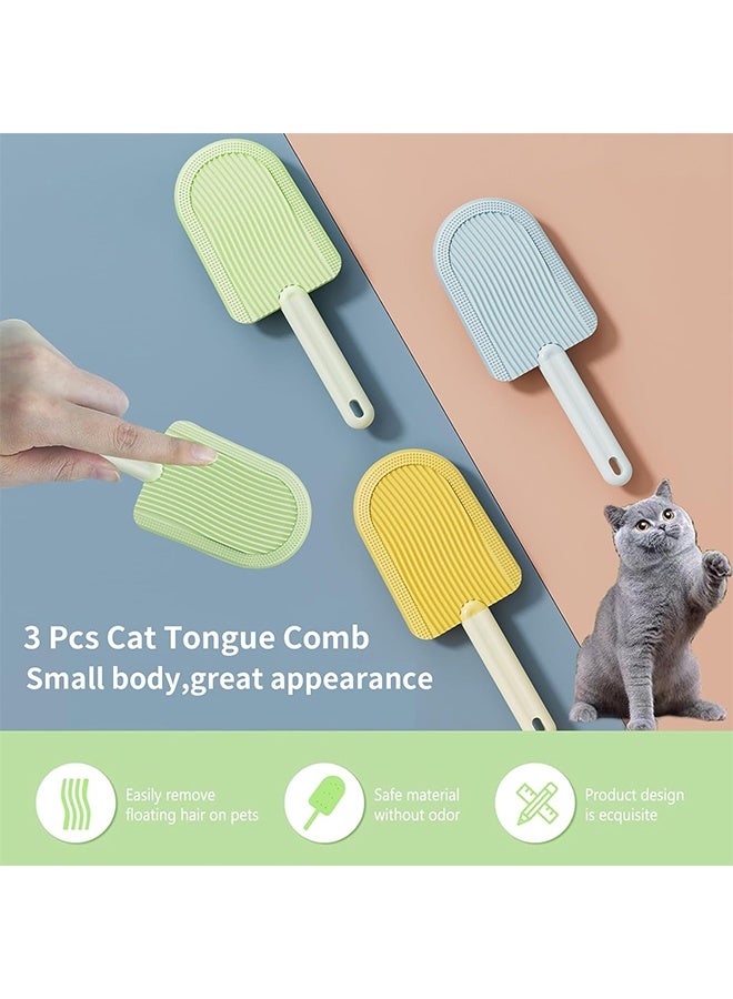 3PCS Cat Tongue Brush,Soft Cat Brush,Washable Silicone Pet Grooming Comb,Self Cleaning Cat Slicker Brushes for Shedding,Cat Comb for Removing Long Or Short Haired Cats Removing Loose Hair or Massage - Image 3