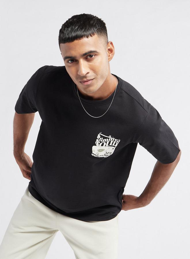 سبلاش فيڤ تيشيرت بياقة ضيقة وأكمام قصيرة وطبعات جرافيك - Image 1