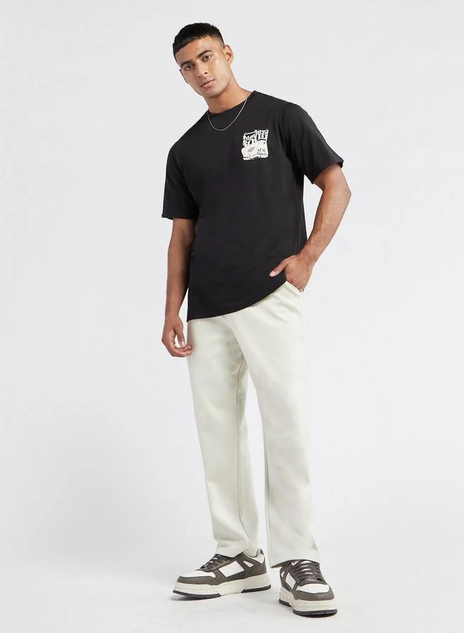 Splash FAV Graphic Print T-shirt with Crew Neck and Short Sleeves