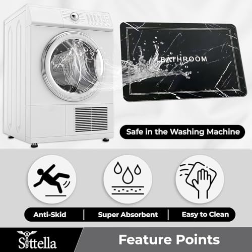 SITTELLA® 2 Pieces (3.5mm) Anti-Skid Water Soaking Marble Print Door Mat, Water Absorbent Mat (40x60cm) Black - Image 4