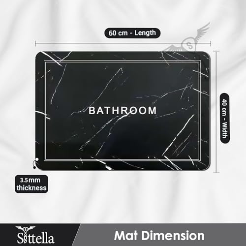 SITTELLA® 2 Pieces (3.5mm) Anti-Skid Water Soaking Marble Print Door Mat, Water Absorbent Mat (40x60cm) Black - Image 2