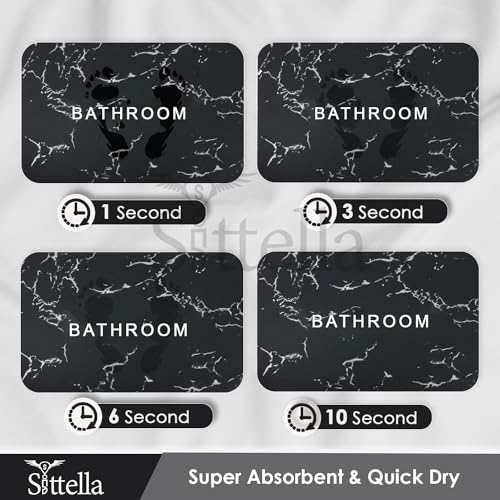 SITTELLA® 2 Pieces (3.5mm) Anti-Skid Water Soaking Marble Print Door Mat, Water Absorbent Mat (40x60cm) Black - Image 5