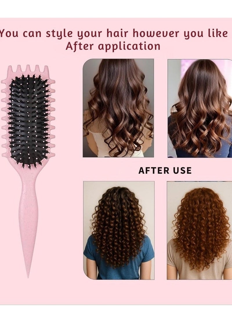 NIKITA.VIVI مشط تجعيد الشعر لتحديد التسريحات - مشط تجعيد الشعر الأفضل مع أسنان وفرشاة شعر لتصفيف وتشكيل الشعر المجعد وتقليل الشد وفصل التجاعيد للحصول على تجاعيد محددة - وردي - Image 5