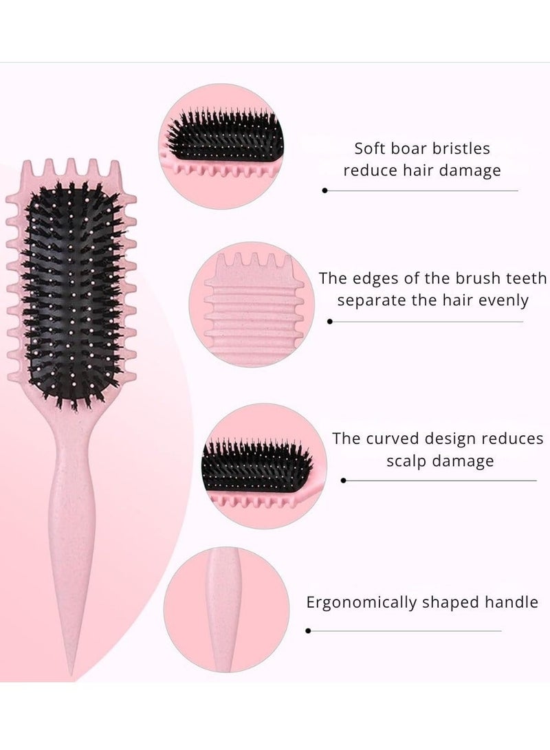 NIKITA.VIVI مشط تجعيد الشعر لتحديد التسريحات - مشط تجعيد الشعر الأفضل مع أسنان وفرشاة شعر لتصفيف وتشكيل الشعر المجعد وتقليل الشد وفصل التجاعيد للحصول على تجاعيد محددة - وردي - Image 3