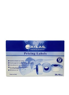 ATLAS Atlas Two-line print White Pricing Labels Box of 36 (36,000 Labels) for 2 Line Price and Date Machine  - Image 1