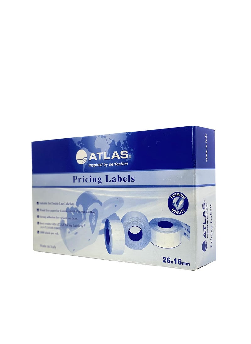 ATLAS - Atlas Two-line print White Pricing Labels Box of 36 (36,000 Labels) for 2 Line Price and Date Machine - Image 1