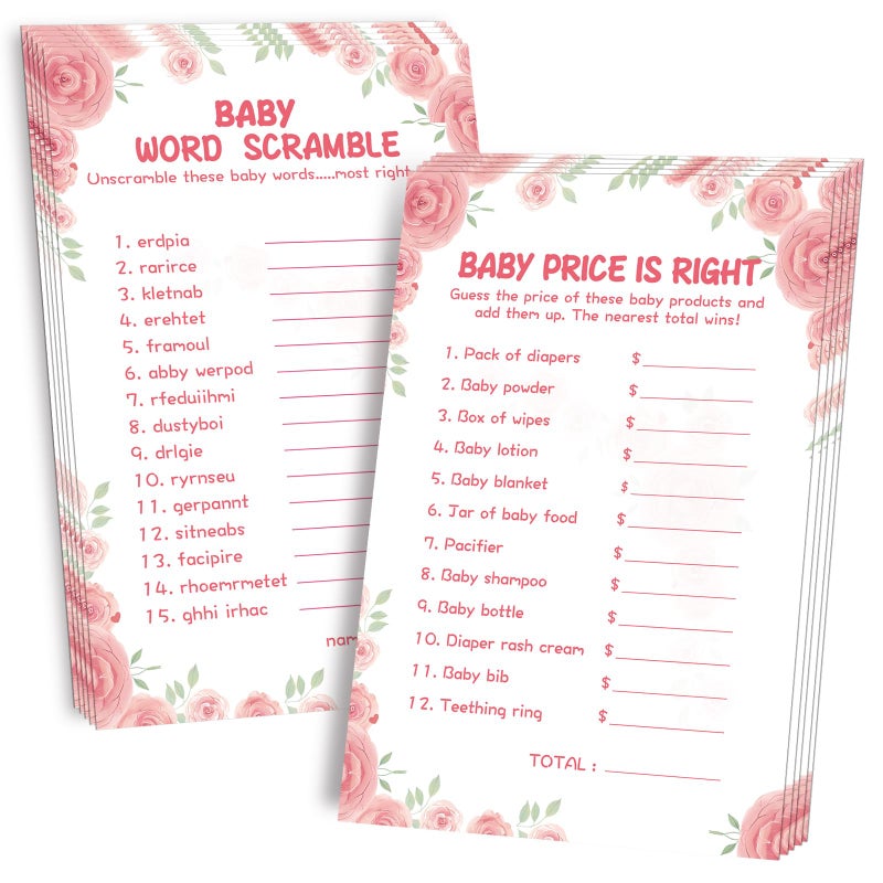 OLOUTAB Baby Shower Games for Girl2 Games50 of EachBaby Shower Word Scramble GamePrice is RightDoubleSidedThick CardboardFunHilariouswith Answer Keys