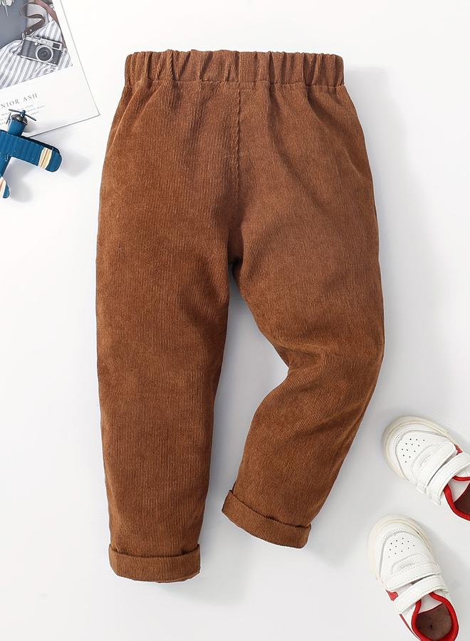 Take Two Boys Brown Solid Corduroy Pants - Image 2