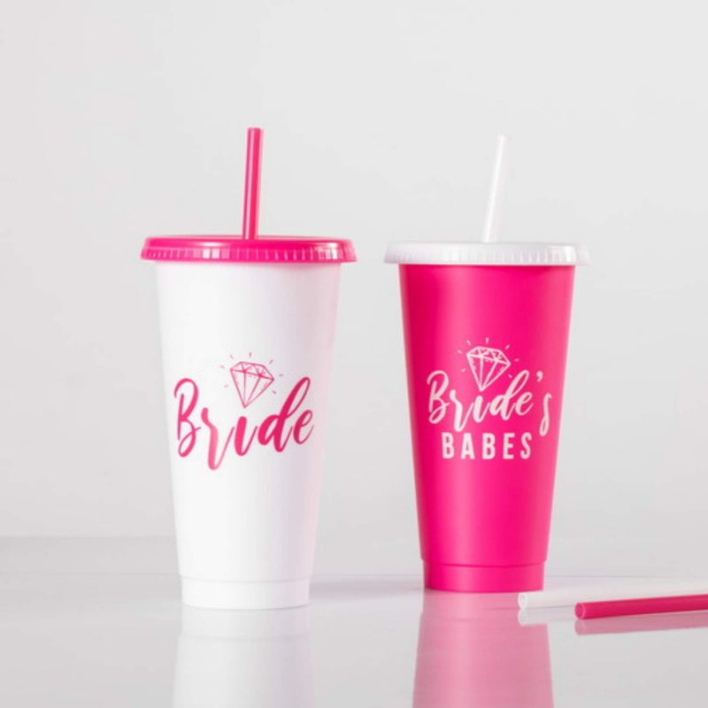 Pop Fizz Designs Bachelorette Cups for Bachelorette Party 6 Pack Bachelorette Party Supplies Bachelorette Party Cups Bride Cup Bridesmaids Cups Tumbler Set of 6 with lids