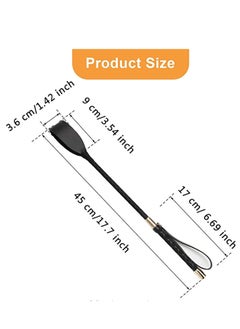 SYOSI Riding Crop for Horse, Black Leather Equestrian Training Tool, 18-Inch Horse Whip with Double Slapper, Premium Quality Equestrianism Horse Riding Crop, Outdoor Training Tool Black  - Image 4