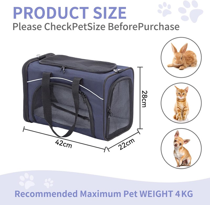 Petsfit Transport Bag Cat & Dog Bag Aeroplane | Flight Bag for Dogs & Transport Box Cat | Flightworthy Pet Bag | Safe Transport in Car, Plane and Train, S/Blue - Image 5