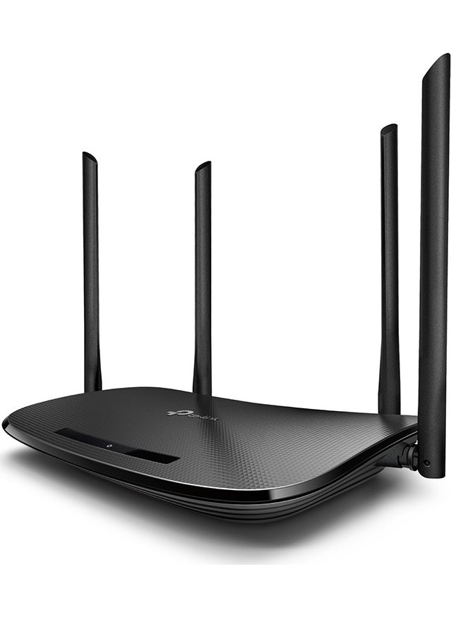 أرشر VR300، مودم راوتر مزدوج النطاق مدعوم بالألياف VDSL/ADSL بسرعة 1200 ميجابت في الثانية، 4 منافذ إيثرنت و4 هوائيات خارجية، إعداد سهل مع تطبيق تيذر