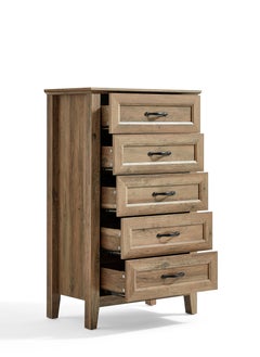 LINSY HOME LINSY HOME -  Wood Dresser Chest, closet Cabinet With 5 Drawers , Dressers Organizer for Bed Room Living Room, Closet, Nursery,Rustic Brown Color, size 69.8L*39.8W*114H cm  - Image 2