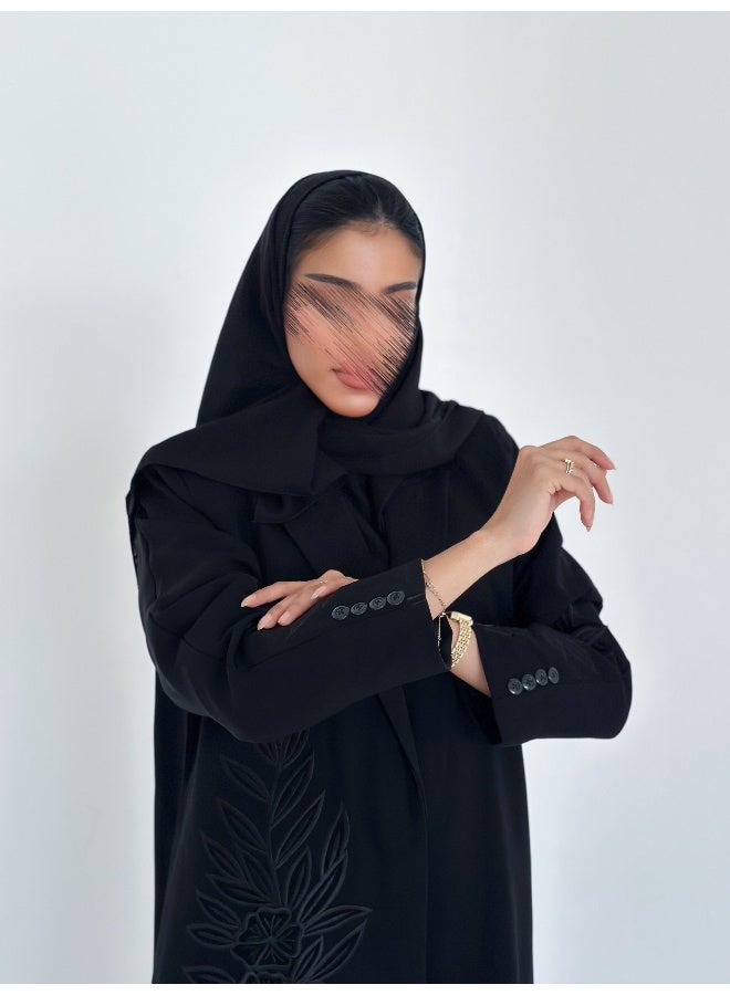 آية MW1341 عباية بليزر بتطريز اسود - Image 2