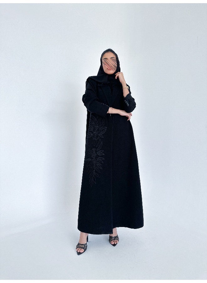 آية MW1341 عباية بليزر بتطريز اسود - Image 4