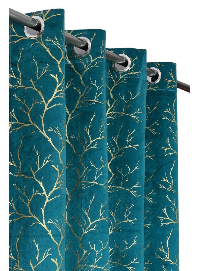 Homefab India Velvet Curtains Room Darkening - Door 7 feet, Pack of 2 Panels, Aqua Blue - Image 1
