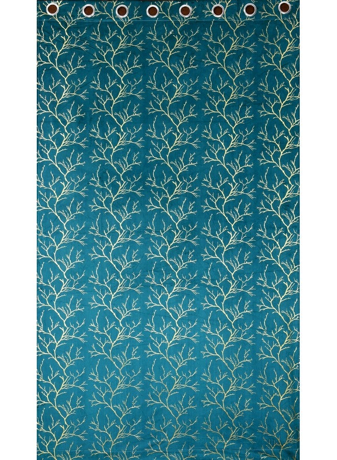 Homefab India Velvet Curtains Room Darkening - Door 7 feet, Pack of 2 Panels, Aqua Blue - Image 4