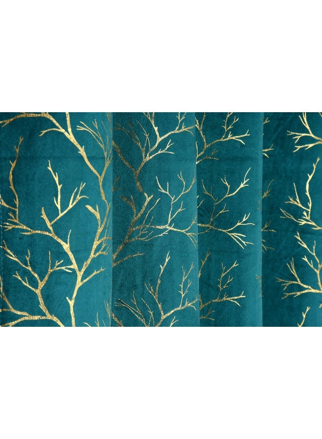 Homefab India Velvet Curtains Room Darkening - Door 7 feet, Pack of 2 Panels, Aqua Blue - Image 5