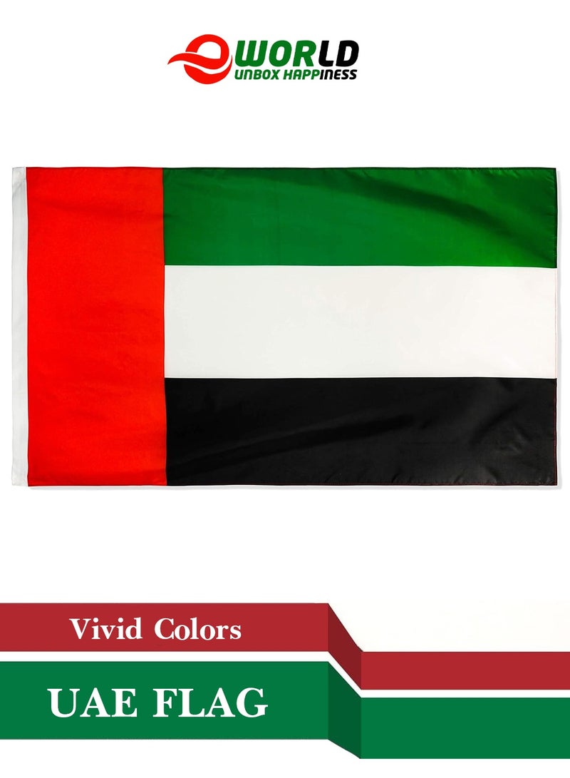 إي وورلد علم الإمارات للاحتفال – علم لليوم الوطني، المنزل، المكتب وديكورات الفعاليات | للاستخدام الداخلي والخارجي | عبوة 1 و2, 300 × 150 cm - Image 1