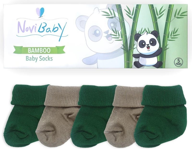 Novibaby 5-Piece Bamboo Newborn Baby Socks I Greeny I 0-6 Months  - Image 3