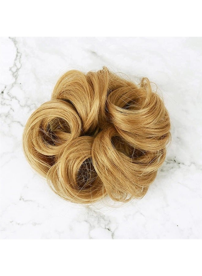 Bella Hair Messy Bun Scrunchie Human Hair Piece, Elastic Chignon Hair Extension for Women Instant Hair Up-do (#18 Honey Blonde/Ash Blonde) - Image 2