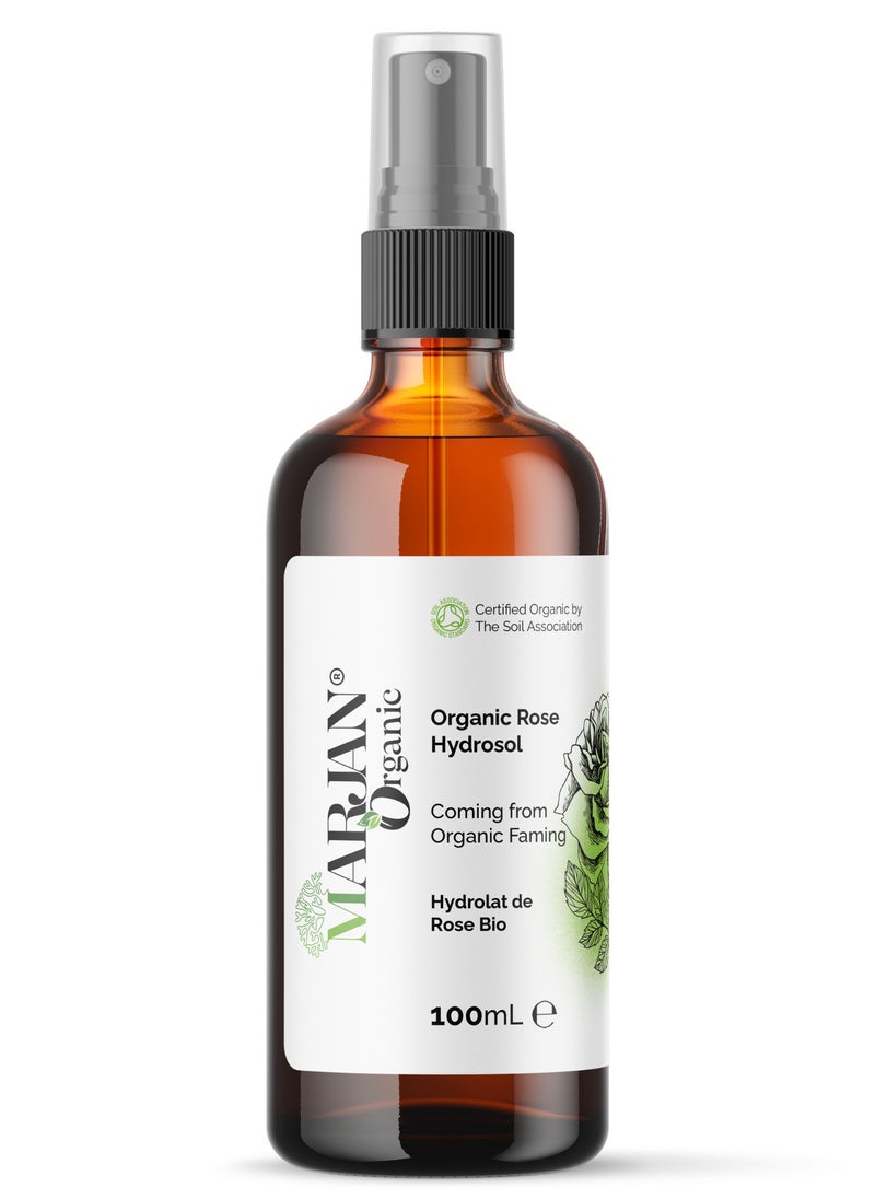 MARJAN ORGANIC Rose Bulgarian Hydrosol Floral Water 100ml - Certified Organic - Toner & Cleanser - Body Mist - Perfect for Skin, Face, Homemade Beauty Products Vegan GMO Free  - Image 1