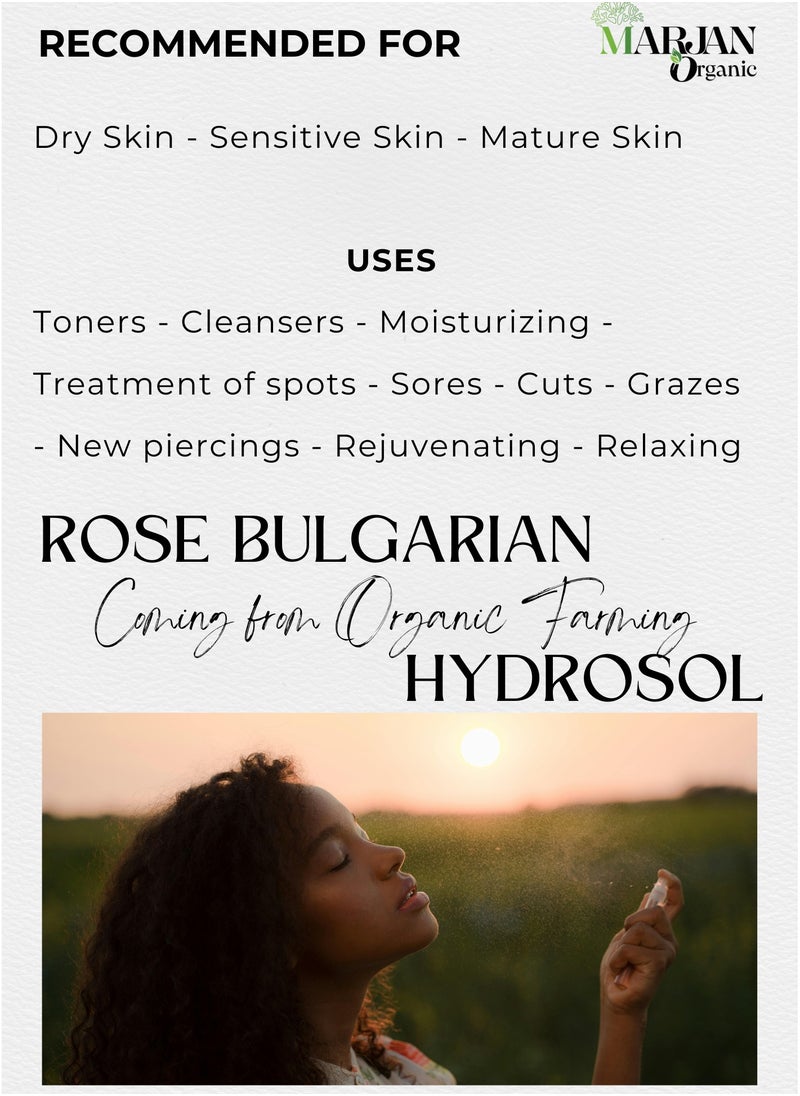 MARJAN ORGANIC Rose Bulgarian Hydrosol Floral Water 100ml - Certified Organic - Toner & Cleanser - Body Mist - Perfect for Skin, Face, Homemade Beauty Products Vegan GMO Free  - Image 3
