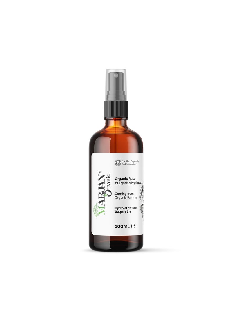 MARJAN ORGANIC Rose Water 100ml – Bulgarian Rose Hydrosol, Rosa Damascena Facial Toner, Hydrating & Soothing Mist for Skin and Hair - Image 1