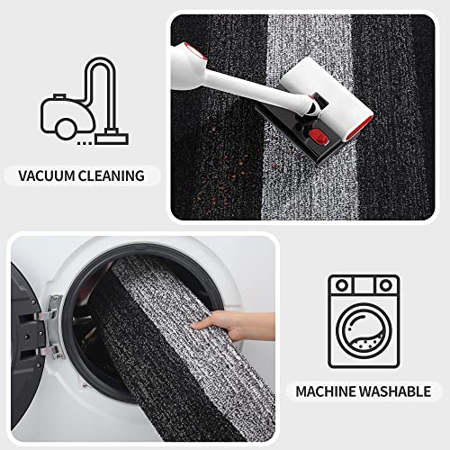 Kitinjoy Indoor Outdoor Door Mat, 32x20 Non-Slip Absorbent Dirt Trapper, Low-Profile Washable Inside Entrance Front Floor Mat, Sturdy Soft Entry Doormats for Entryway, Black - Image 5