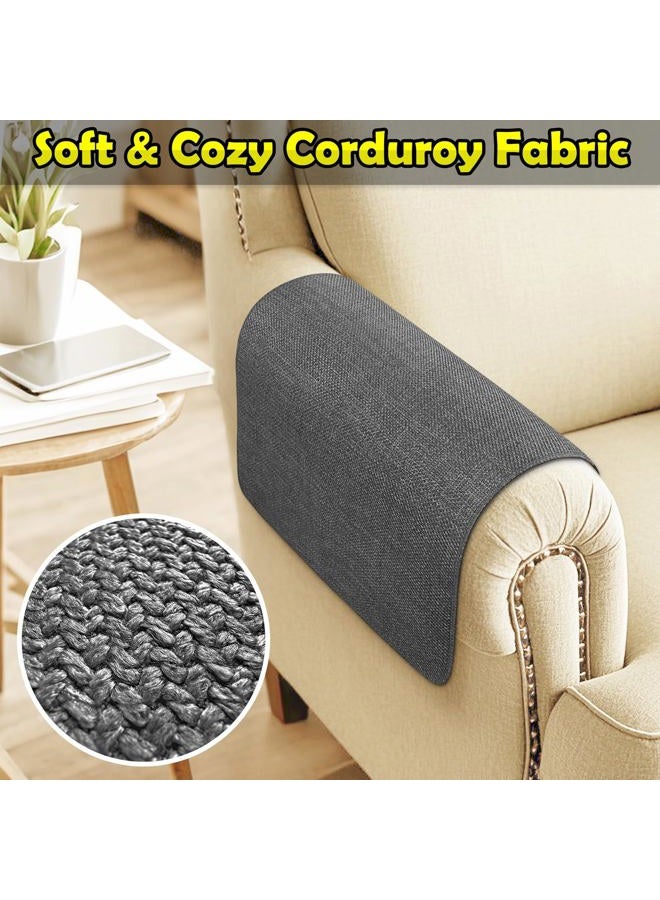 LovoGemy Couch Arm Covers, Waterproof Armrest Cover for Sofa, Armchair, Loveseat, Non-Slip Recliner Arm Cover, Sofa Arm Covers, Headrest Covers, Arm Chair Covers Set of 2 (Dark Gray, 24"×20") - Image 4