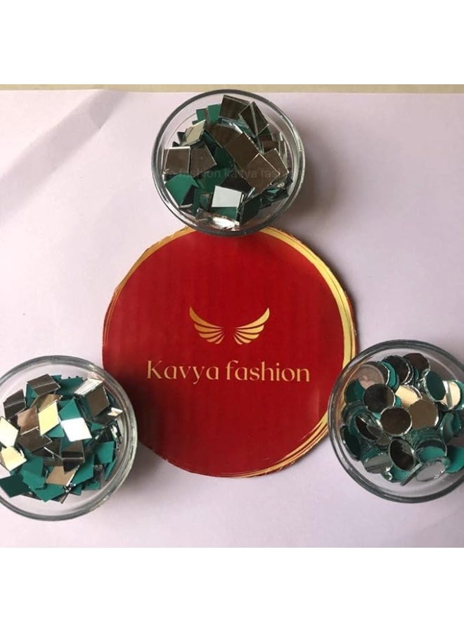 Kavya Fashion Mirror kit for Jewellery Making,Other Craft Work Like Project & lippan Art, mud Work Decoration (Total 300 Pieces, 100 Piece of Each Shape) Free Fabric Glue Cone (Combo of 3) - Image 1