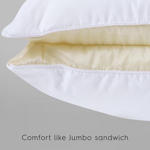 SPREAD SPAIN Microfiber Royal Luxury Pillow With Cotton Case for Sleeping & Neck Pain Relief - Suitable for Back, Side & Stomach Sleeper, 45 x 68 cm, White (Pack of 2) - Image 2