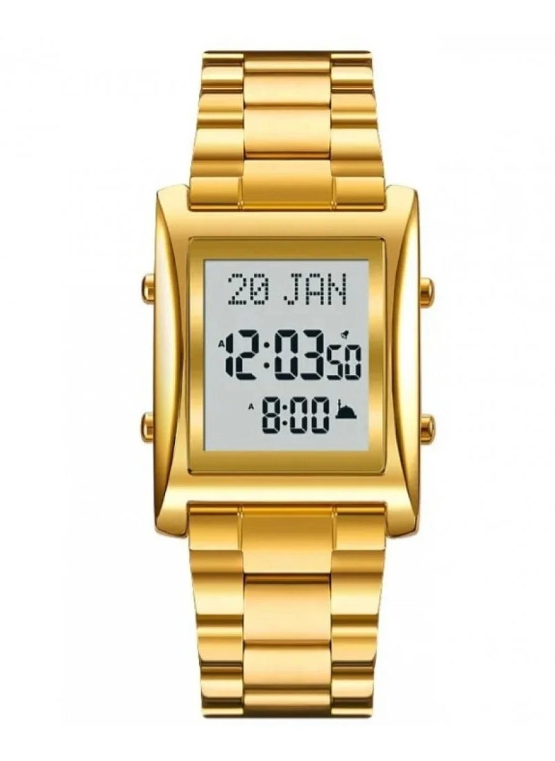 Al Salah - Deluxe Islamic Prayer Watch for Azan and Prayer Times, Gold Stainless Steel - WSG1 - Image 1