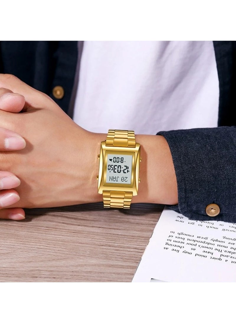 Al Salah - Deluxe Islamic Prayer Watch for Azan and Prayer Times, Gold Stainless Steel - WSG1 - Image 1