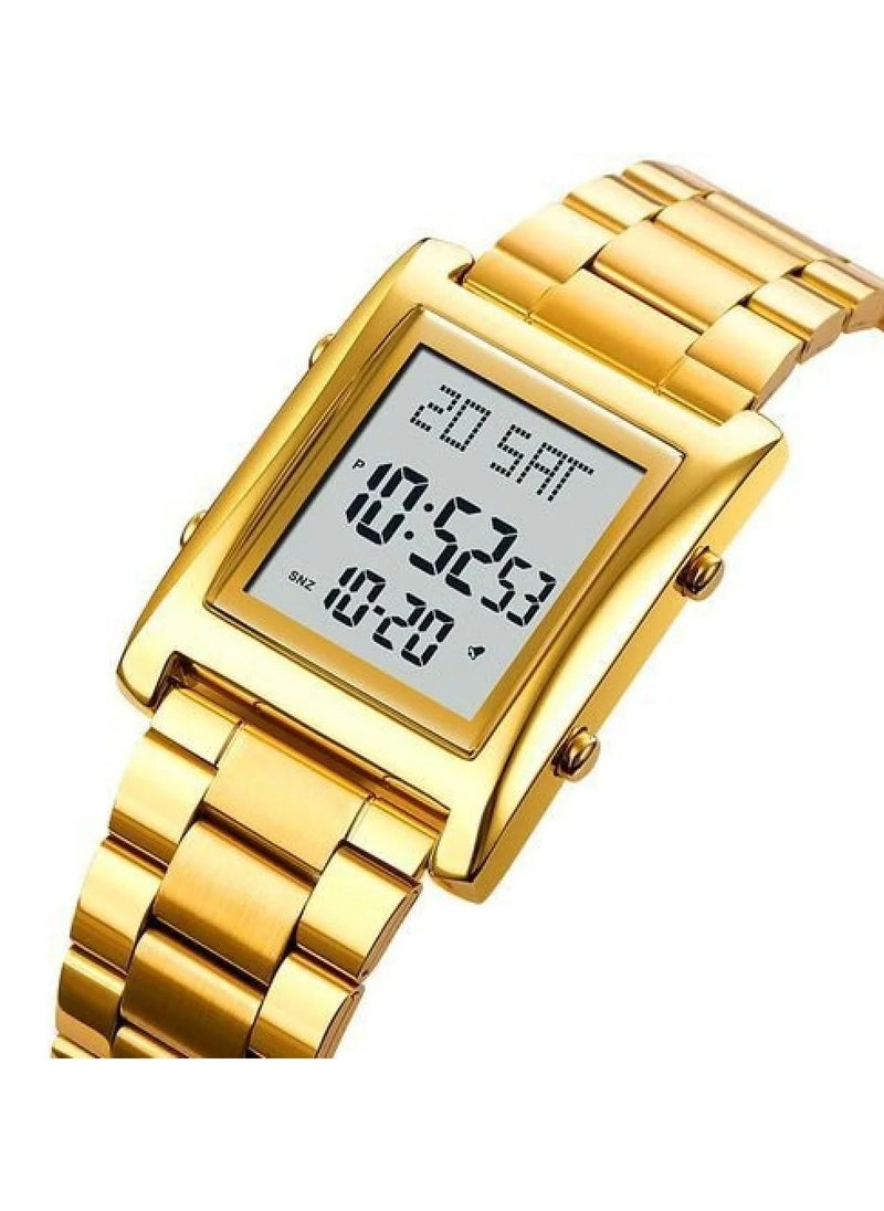 Al Salah - Deluxe Islamic Prayer Watch for Azan and Prayer Times, Gold Stainless Steel - WSG1 - Image 1