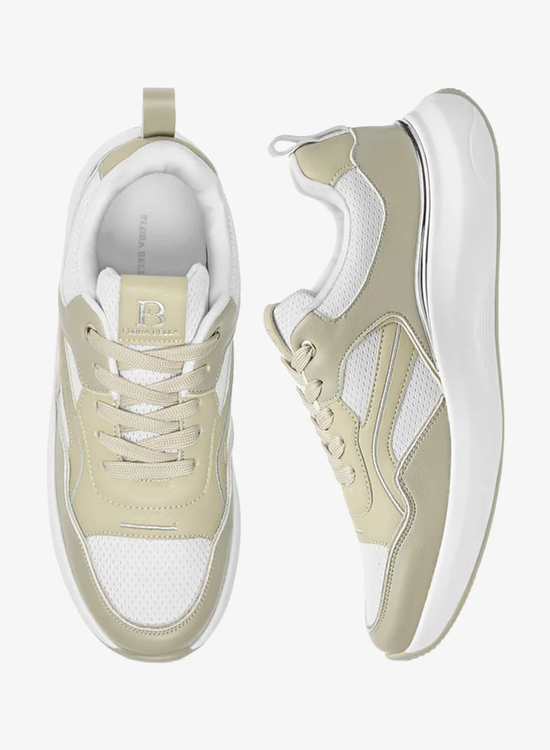 Flora Bella By Shoexpress Womens Panelled Ankle Sneakers With Lace-Up Closure