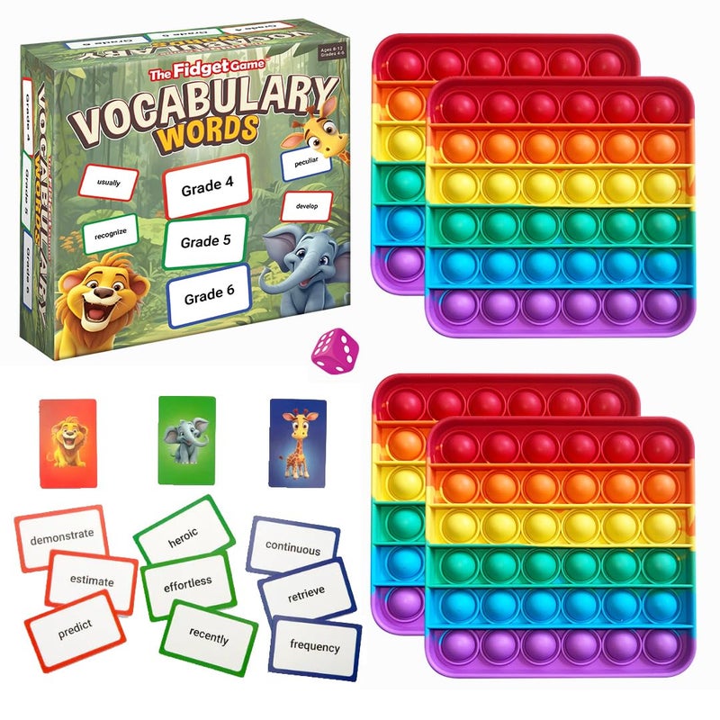 THE FIDGET GAME Vocabulary Words Flash Card Game Grade 46 Ages 912 Develop Communication and Reading Comprehension Skills Fidget Mats Learning Guide PDF Workbook Included - Image 2