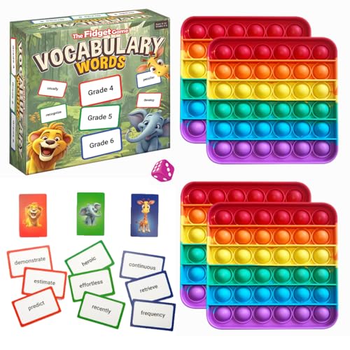 THE FIDGET GAME Vocabulary Words Flash Card Game Grade 46 Ages 912 Develop Communication and Reading Comprehension Skills Fidget Mats Learning Guide PDF Workbook Included - Image 1