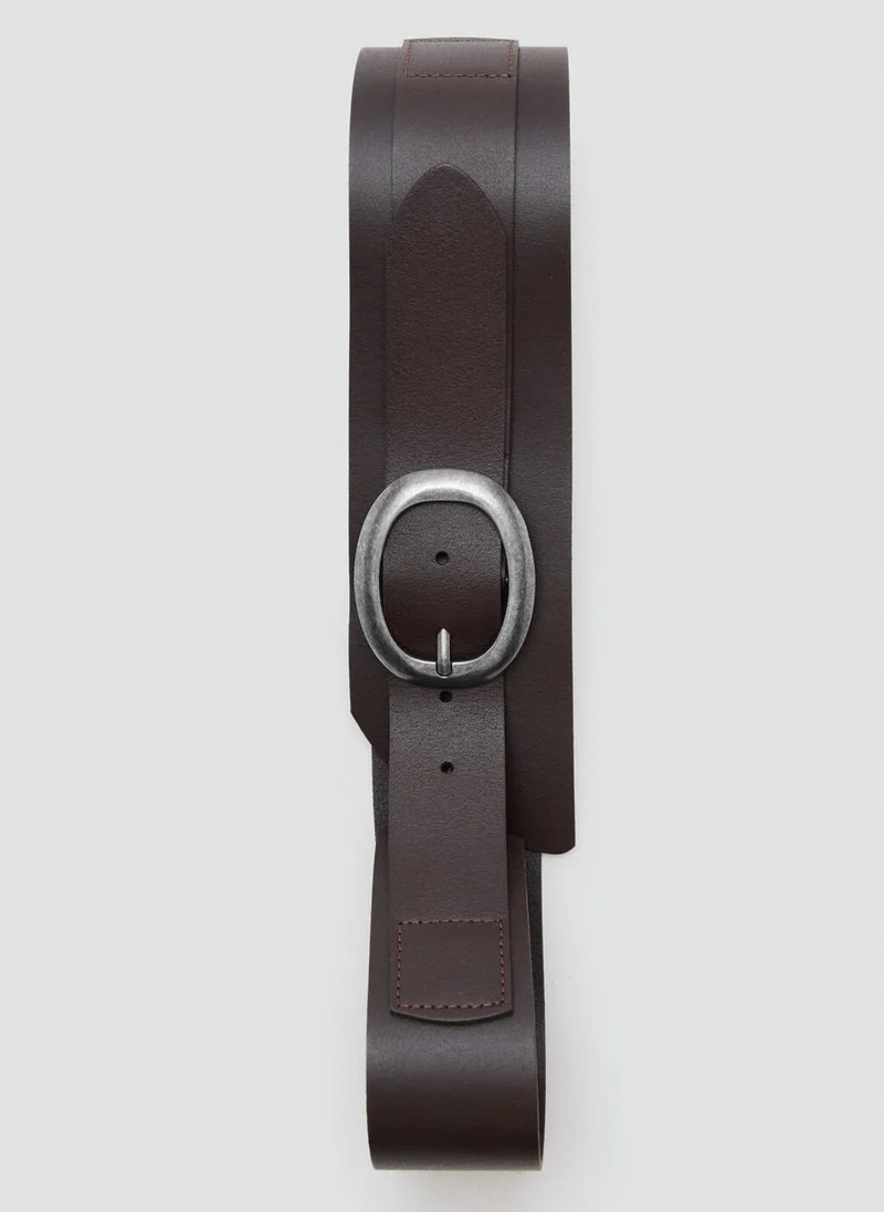 MANGO Leather OBI Belt