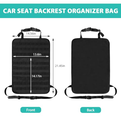MUQIDA Car Seat Back Organizer, Tactical MOLLE Sag Proof Vehicle Panel Backseat Cover Protector, Universal Molle Nylon Storage Bag Seat Back Hanger Pad for Car Truck SUV Pickup (Black) - Image 2