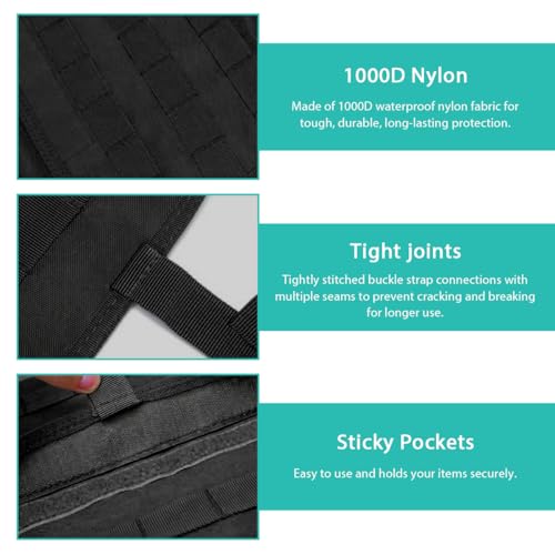 MUQIDA Car Seat Back Organizer, Tactical MOLLE Sag Proof Vehicle Panel Backseat Cover Protector, Universal Molle Nylon Storage Bag Seat Back Hanger Pad for Car Truck SUV Pickup (Black) - Image 4