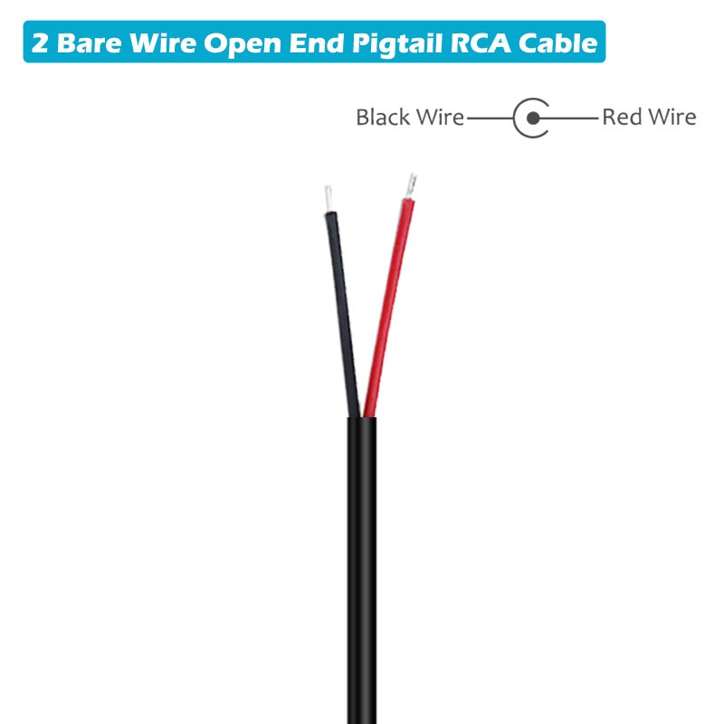 Fancasee فانكاسي 2 حزمة موصل جاك RCA ذكر سلك مكبر الصوت محول إلى سلك عاري طرف مفتوح كابل صوت فيديو RCA لمكبر الصوت المستقبل السماعات - Image 3