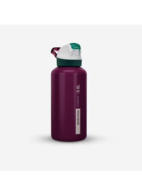 Kids 0.6 L aluminium flask with instant-open cap and pipette for hiking