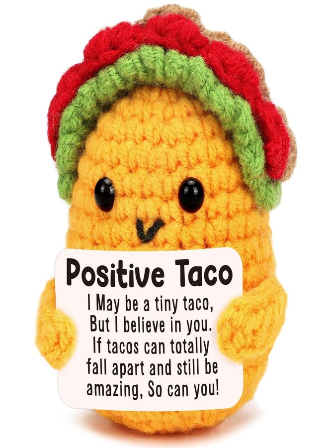 Jettryran Mini Positive Crochet Taco Animals Inspirational Birthday Gifts for Women Men Girls Daughter Sister Friend Birthday Friendship Gifts Emotional Handmade Cute Christmas Easter Basket Stuffer Desk Decor - Image 1