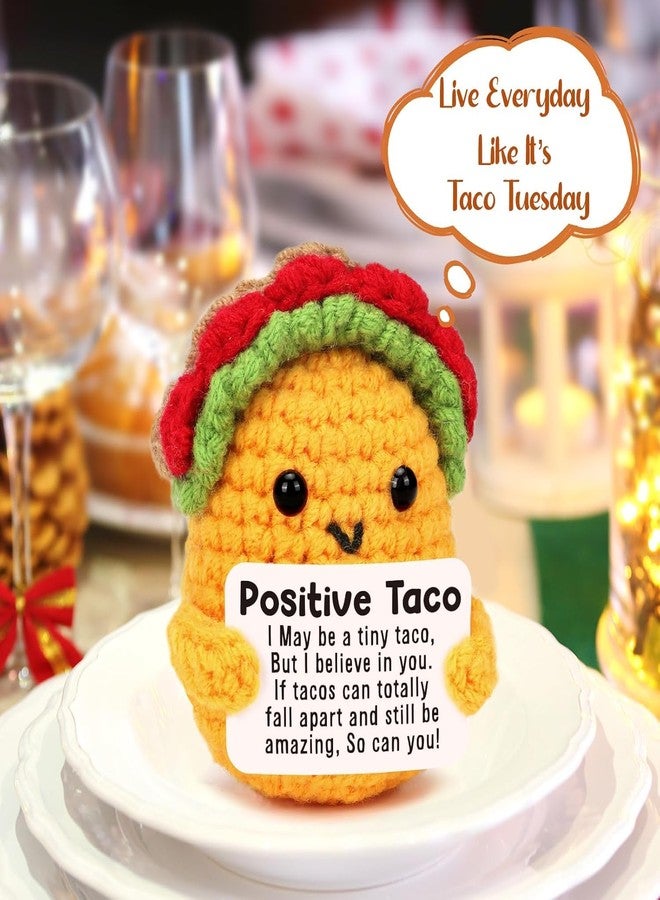 Jettryran Mini Positive Crochet Taco Animals Inspirational Birthday Gifts for Women Men Girls Daughter Sister Friend Birthday Friendship Gifts Emotional Handmade Cute Christmas Easter Basket Stuffer Desk Decor - Image 5