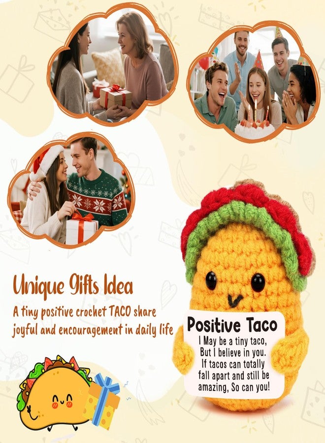 Jettryran Mini Positive Crochet Taco Animals Inspirational Birthday Gifts for Women Men Girls Daughter Sister Friend Birthday Friendship Gifts Emotional Handmade Cute Christmas Easter Basket Stuffer Desk Decor - Image 4