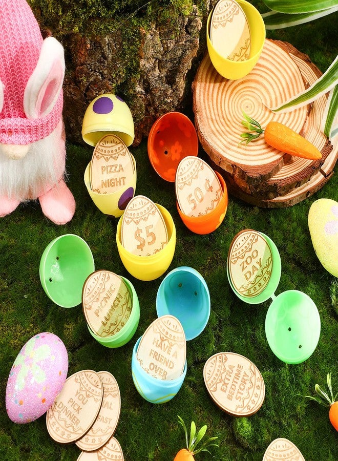 CypherX Easter Egg Fillers- Wooden Easter Reward Tokens, Easter Prizes Stuffers Coins, Family Night Tokens, 24 Redeemable Tokens+6 Blank DIY Tokens, Unique Family Easter Egg Hunt Activities- Egg - Image 2