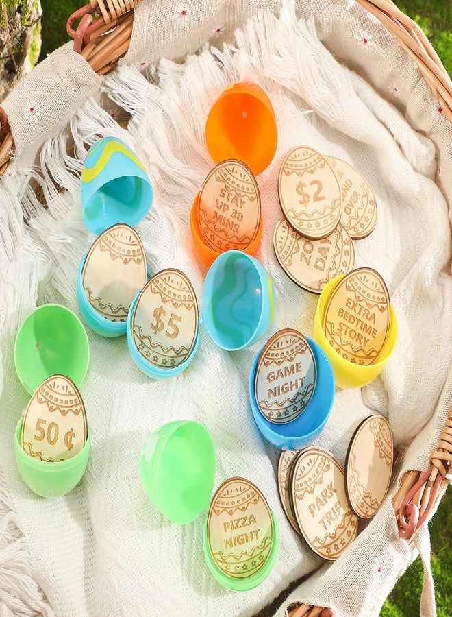 CypherX Easter Egg Fillers- Wooden Easter Reward Tokens, Easter Prizes Stuffers Coins, Family Night Tokens, 24 Redeemable Tokens+6 Blank DIY Tokens, Unique Family Easter Egg Hunt Activities- Egg - Image 3