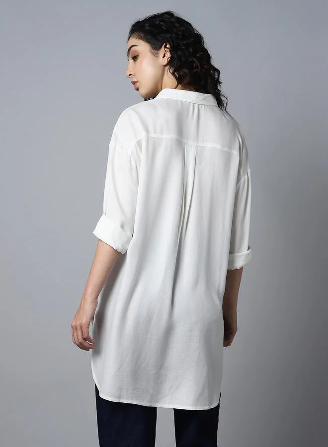 HIGH STAR Oversized High Low Hem Shirt with Long Sleeves by Styli