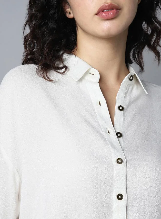 HIGH STAR Oversized High Low Hem Shirt with Long Sleeves by Styli
